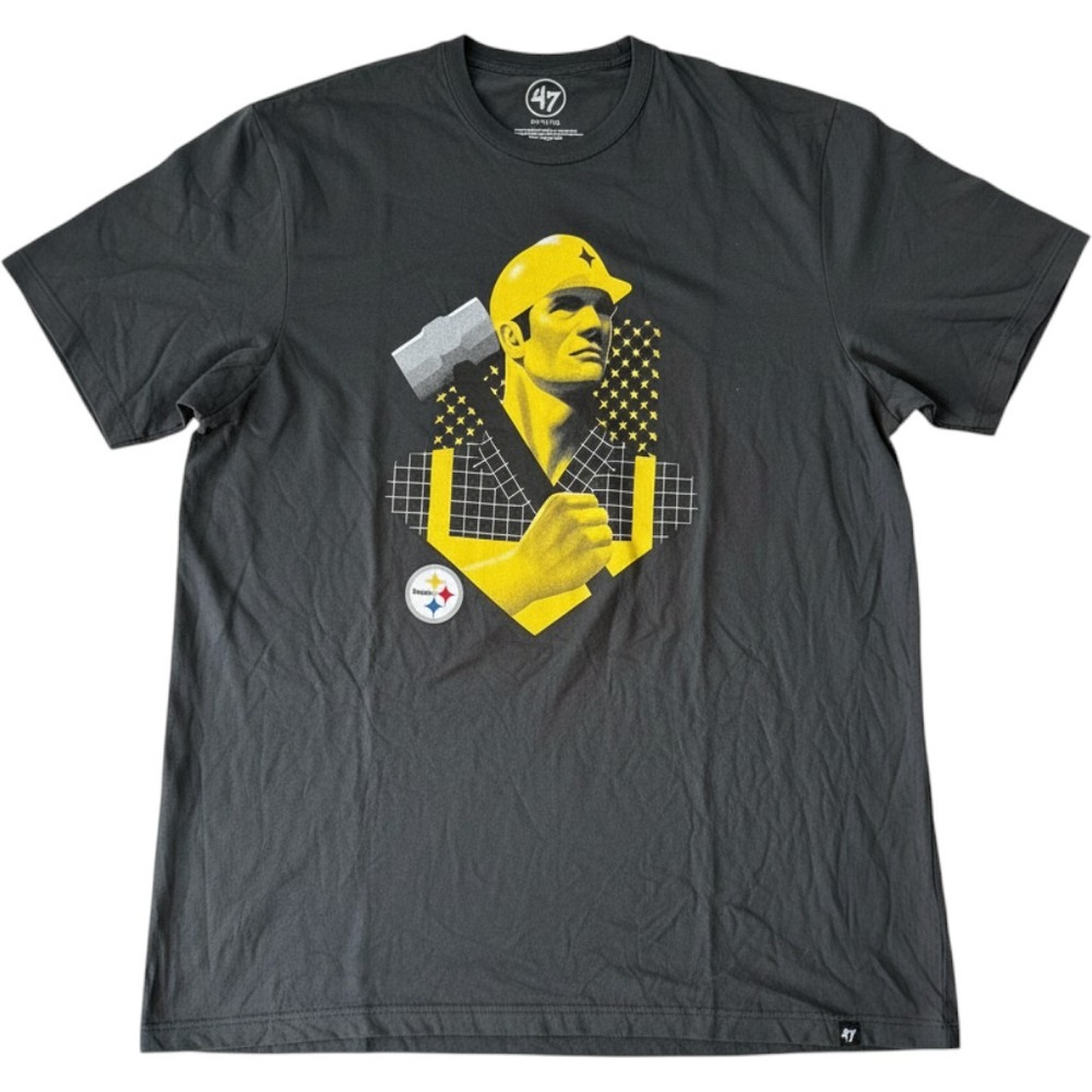 47 Brand Pittsburgh Steelers Steely McBeam Tee Shirt Mens XL Charcoal NFL NEW